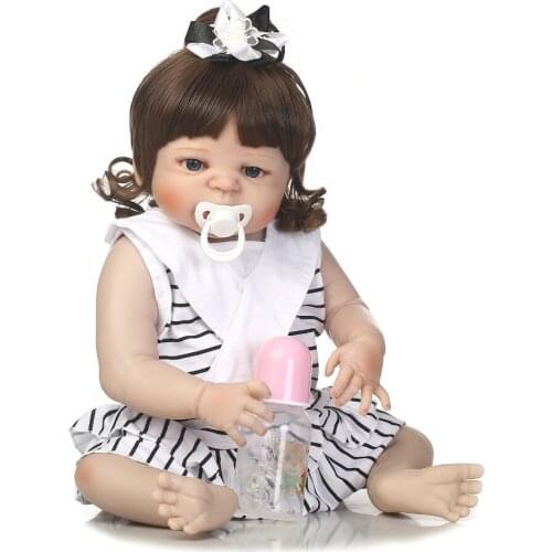 57cm Full Body Silicone Reborn Girl Baby Doll Toy Lifelike lol reborn bathe playmate handmade kids birthday Xmas gifts