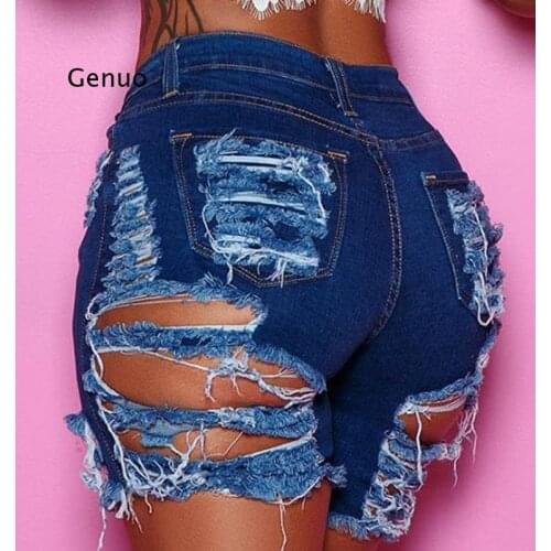 Summer Woman Trendy Ripped Denim Shorts Fashion Sexy High Waist Jeans Shorts Street Hipster Shorts Clothes