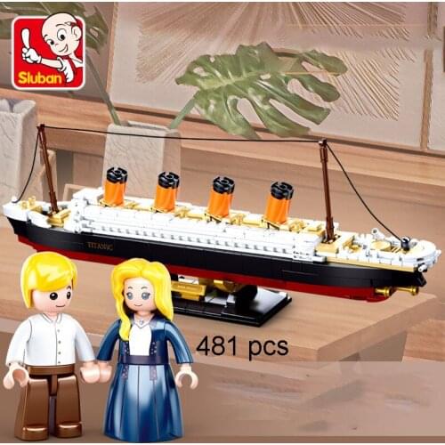 SLuban 481pcs TitanicLove Story Series Ship Model Building Block Sweet Couple Gifts Toy For Girls/Lover Birthday Christmas Gifts
