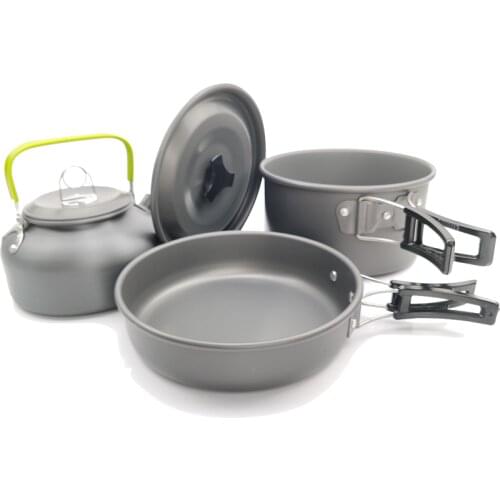 Camping Cookware Kit Outdoor Aluminum Cooking Set Water Kettle Pan Pot Travelling Hiking Picnic BBQ Tableware Equipment