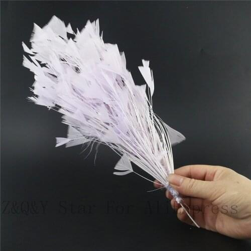 Natural turkey torn flat hair dyed light purple made into 30-35CM wire flower DIY craft performance costume feather
