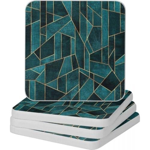 Skyscraper Dark Teal Diatomaceous Earth Square Round Coaster Non-slip Cup Bonsai Mat Soap Toothbrush Pad Wholesale 10x10cm