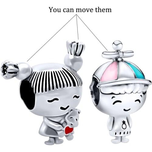 New Lovely Boy and Girl Beads Charm Fit Pandora Charms Bracelet Making DIY Fashion Jewelry For Women SPB1303