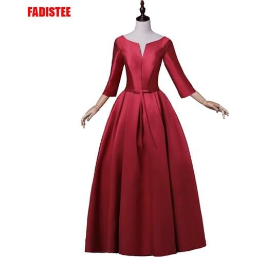FADISTEE New arrival elegant Prom party Dresses high quality satin Vestido de Festa A-line sashes half sleeves dress