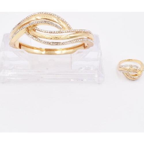 NEW High Quality Ltaly 750 Gold color Jewelry Set For Women african beads fashion Bracelet Ring jewelry