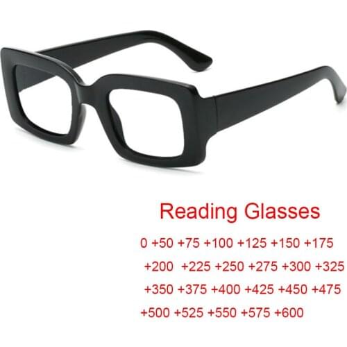 Anti Blue Light Rectangle Reading Glasses Women Vintage Luxury Square Transparent Presbyopia Glasses Eyeglasses Dioptors 0 to 6