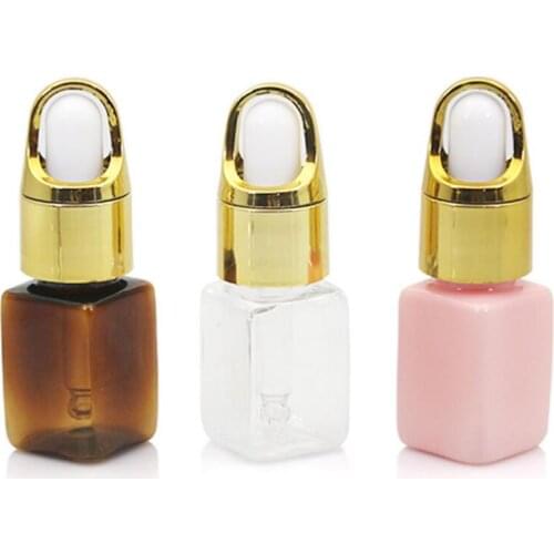 Wholesale 10ML PET Dropper Essential Oil bottle, Square Cosmetic Packaging Container With Gold Cap