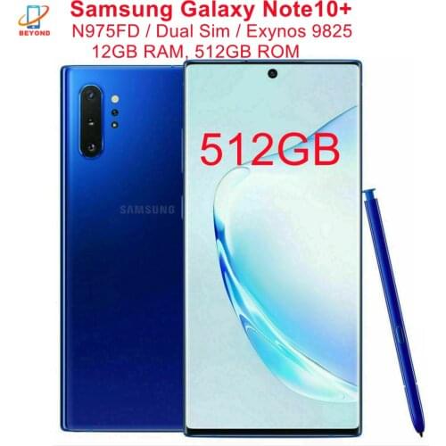 Samsung Galaxy Note 10 Plus Note10+ Duos N975FD Dual Sim 512GB 12GB Global Version 6.8" Exynos 9825 4G LTE Original Cell Phone