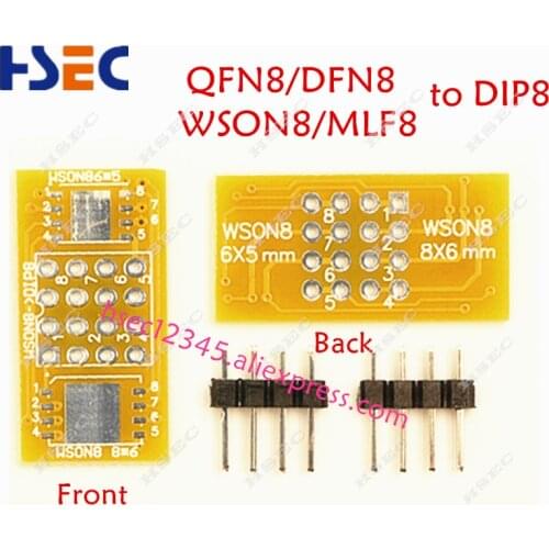 QFN8 to DIP8 Adapter adaptador programmer WSON8 DFN8 MLF8 QFN8 to DIP8 socket for 25xxx 8x6mm 6x5mm wson8 spi8 adapter socket