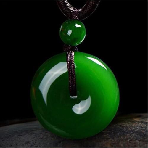 Natural Green Jade Pendant Hand Carved Jade Pendants Buckle Pendants Necklace Fine Jewelry