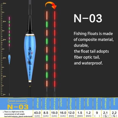 Outdoor High Sensitivity Tackle Bobber River Electric Portable Fishing Float Smart LED Gravity Sensor Buoy Glowing Night