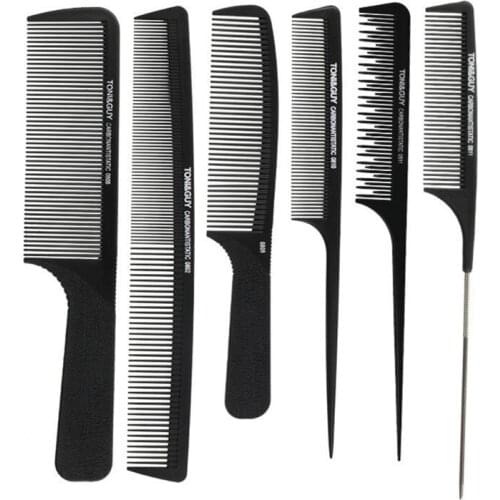1 Pc Professional Hair Hard Carbon Tip Tail Comb Brush Flat Head Antistatic Cutting Combs for Salon Steel Needle Double Combs