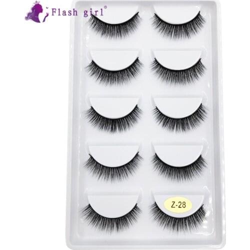 Flash Girl 3D Mink Own Brand Eyelashes 5 Pairs Multi-Pack Fake Eyelash Makeup Wholesale False Eyelashes