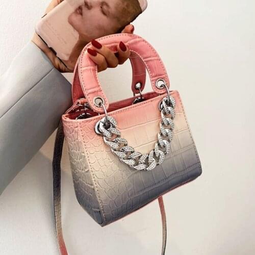 Luxury Serpentine Designer Women Handbags Chain Gradient Leather Crossbody Bags Shoulder Top-handle Small Square Messenger Bag