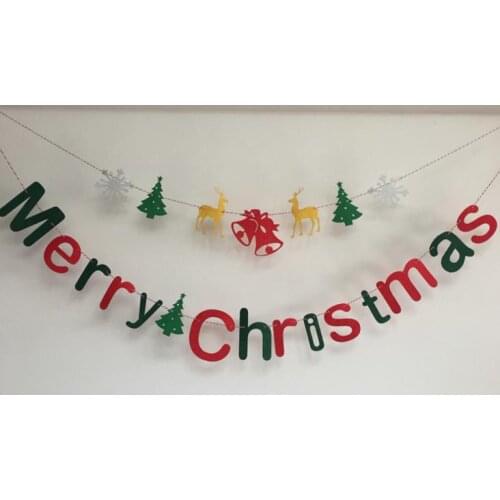 Christmas Decoration Supplies Felt Marry Christmas Letters Christmas Tree Flags Garland Wall Flags Banner set indoor decor