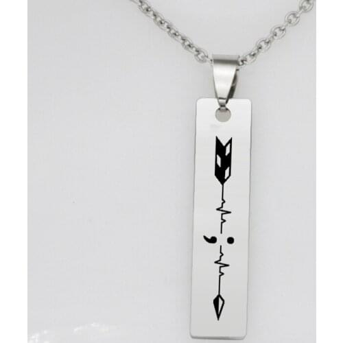 Semicolon arrow pendant ECG Electrocardiogram stainless steel jewelry friend gift necklace N498-2