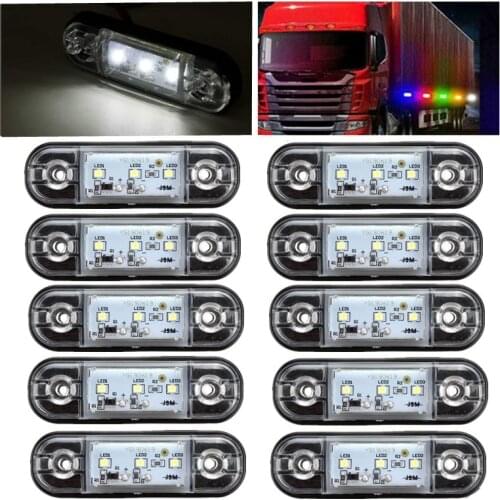 10X White 3 LED 3.4Inch Side Marker Light Lamp Truck Trailer Tail Light Signal Indicator Camper RV Waterproof
