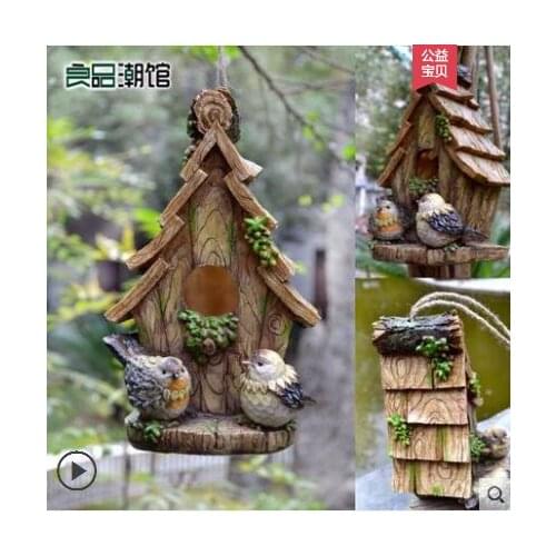 Outdoor Creative Resin Bird Nest Pendant Bird House Villa Garden Courtyard Kindergarten Cute Special Decoration