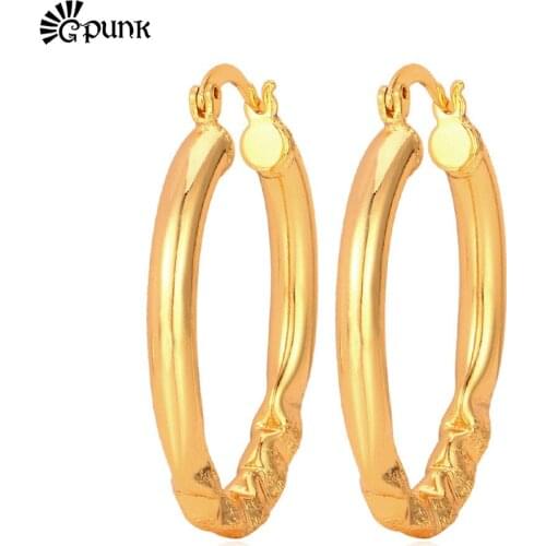 Ellipse Round Hoop Earrings For Women Hip Hop Style Gold/ color Classic Design Engagement Earrings Wholesale E438G