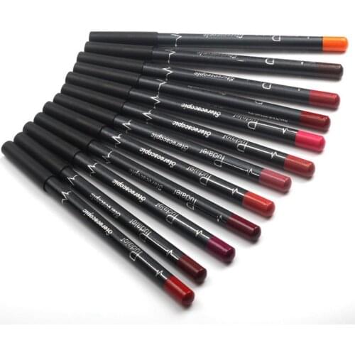 Pudaier 12pcs Professional Matte Lip Liner Pencil Set Waterproof Lasting Smooth Natural Lipliner Pen Makeup Cosmetic Tools Kit