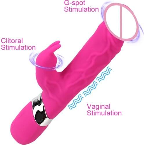Dildos for Women 7 Modes Waterproof Vagina Clitoris Stimulating G-spot Bunny Vibrator Double Rod Masturbation