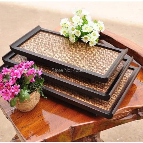 Japanese tea tray Thai Style Wooden Club Tea Room Zen tea set dry family living room office solid wood fruit tray