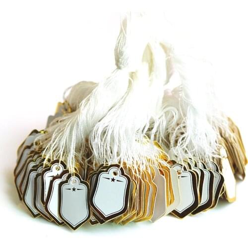 100pcs Jewelry String Cord Price Tags Custom Printing Blank Label Gold Silver Display Accessories Jewellery Store