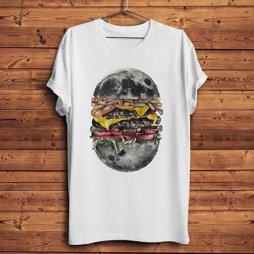 Moon burger super Hamburg funny tshirt Men summer new White Casual short sleeve T Shirt Unisex geek streetwear tee