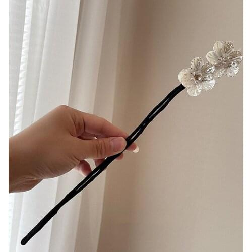 New Women Elegant Bud Chiffon Flowers Bun Fashion Hairstyles Making Long Tools Sweet Headband Hairbands Fashion Hair Accessories