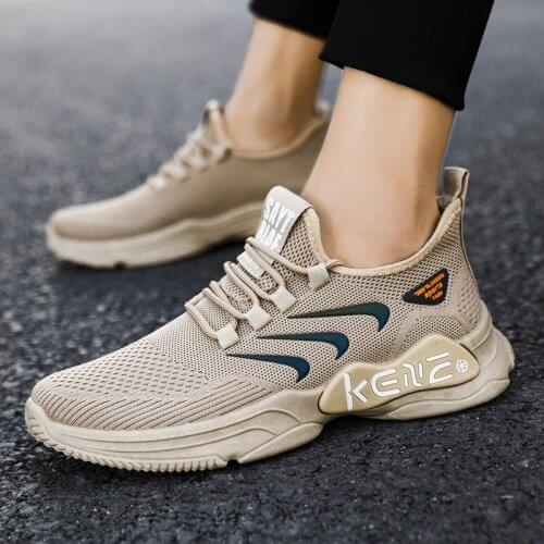 Hot Sale Four Seasons Running Shoes Men Lace-up Athletic Trainers Zapatillas Sports Shoes Men Outdoor Walking Sneakers Mesh Shoe