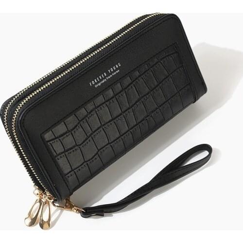 Double Zipper Womens Wallet Female Large Capacity Purses Tassel Coin Purse Card Holder Wallets Leather Clutch Money Wallet