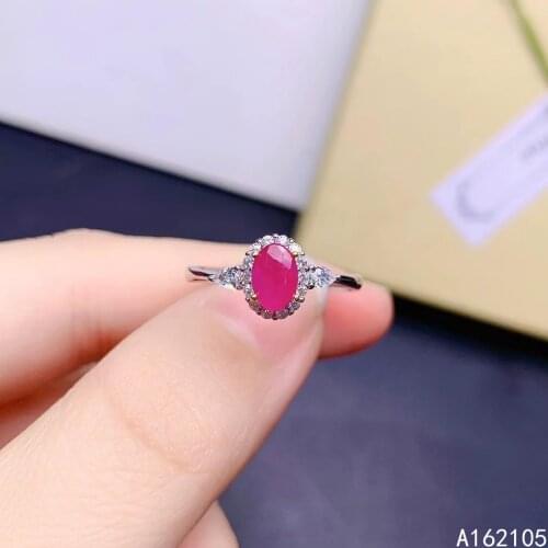 925 pure silver Chinese style natural ruby womens classic popular oval two color adjustable gem ring fine jewelry support detec