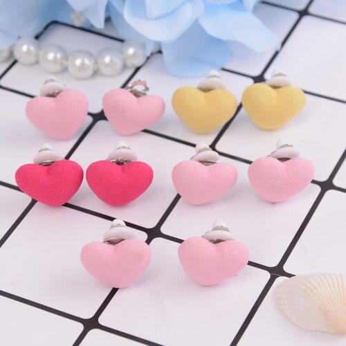 1 Pair Children Earrings Pink Heart And Star Flower Shape Lovely Pearl Earrings Without Ear Hole Clip Earrings