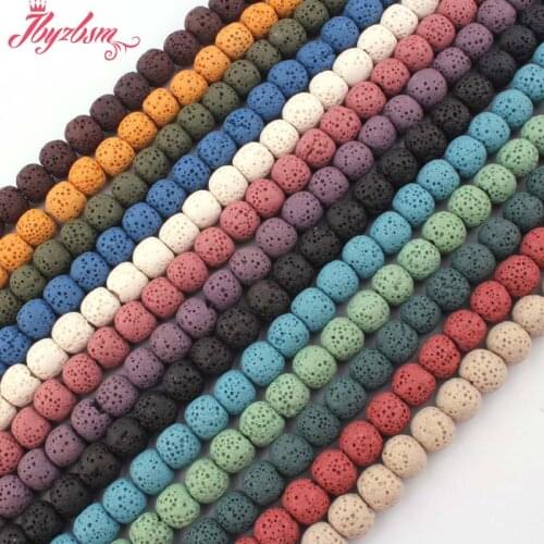 10mm Round Smooth Lava Rock Beads Natural Stone Beads For DIY Necklace Bracelats Earring Woman Jewelry Making 15" Free Shipping