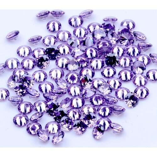 1000pcs AAAAA+ 0.8-4mm CZ Stone Round Cut Beads Purple Color Cubic Zirconia Synthetic Gems For Jewelry
