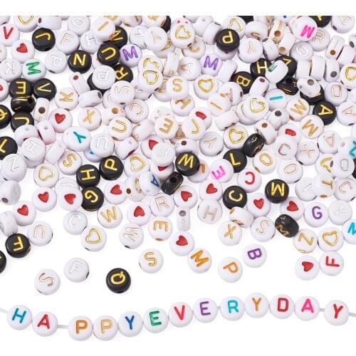1700Pcs Round Letter Beads Acrylic Alphabet Bead with Elastic Crystal String Cord for Jewelry Making DIY Necklace Bracelet