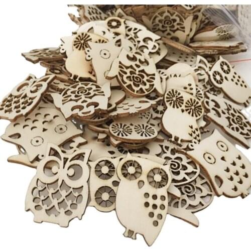 20pcs Wood Slices Owl Unfinished Wood Animal Craft Hanging Wooden Circles Tree Slice for Arts Painting Christmas Ornaments