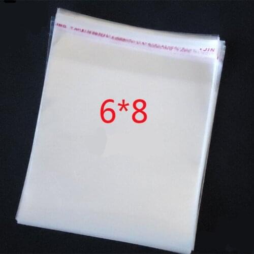 200 Pcs/Lot Self Adhesive Plastic Bag Self Adhesive Seal /E4 Clear Resealable Cellophane/OPP/Poly Bags 8*6cm Transparent Opp Bag