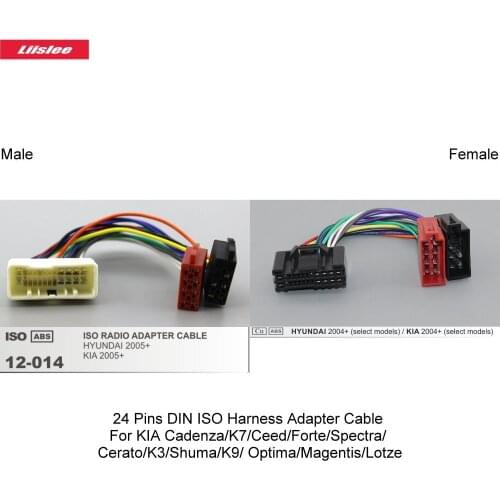 24 Pins DIN ISO Harness Adapter Cable For KIA Cadenza/K7/Ceed/Forte/Spectra/ Cerato/K3/Shuma/K9/ Optima/Magentis/Lotze
