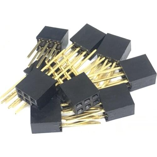 5pcs Stackable Header Double Row 2x3 (total 6pin) 2.54mm Pin Length 11mm Gold Plating