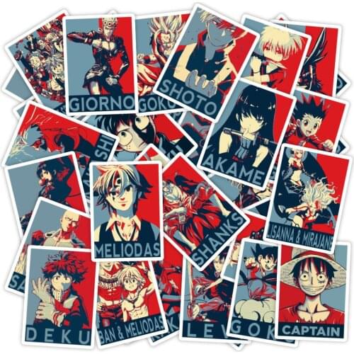 50 PCS Japanese Anime Characters Rectangle Stickers Waterproof Vinyl Decal for Laptop Helmet Bicycle Luggage Guitar Car Stickers