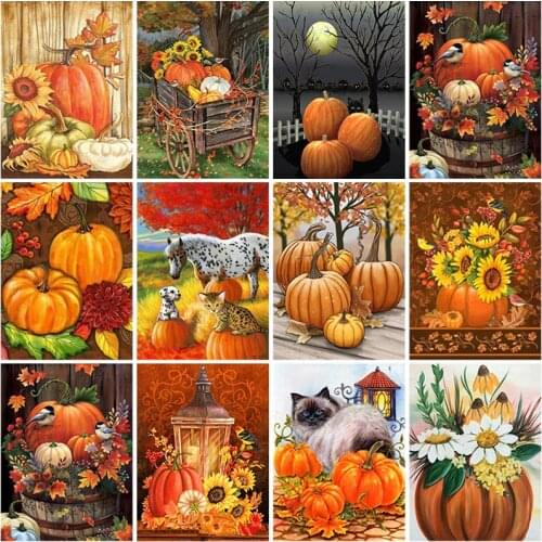 DIY Pumpkin 5D Diamond Painting Full Round/Square Drill Resin Cartoon Embroidery Cross Stitch Christmas Gift Wall Art Home Decor