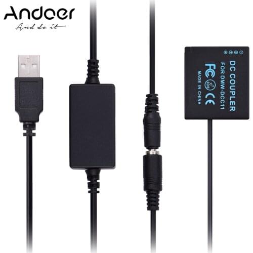 Andoer DMW-DCC11 USB Power Kit DC Coupler Dummy Battery Replace of DMW-BLG10/BLE9 Battery for GF3 GF5 Cameras S6K F3K Chargers