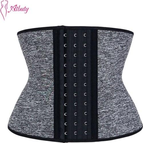 Atbuty Short Waist Shaper Trainer Corsets Steel Bones Sauna Sweat Sport Girdle Compression Trimmer for Loss Weight