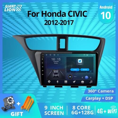 2DIN Android10 Car Radio For Honda CIVIC Hatchback LHD 2012-2017 GPS Navigation Stereo Receiver Auto Radio Bluetooth Player IGO