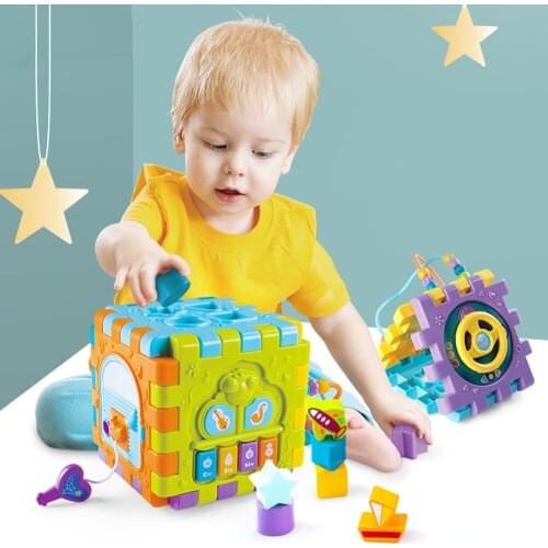 Besegad 6 in 1 Multipurpose Play Center Activity Cube Early Development Educational Game Toys for Kids Toddlers Children