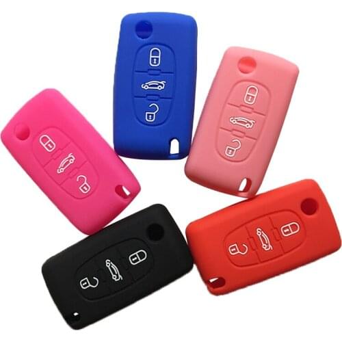 Key Cover for Citrien C3 C4 Picasso 3 Button Silicone Key Case for Peugeot 206 407 207 307 308 5008 Berlingo Car Key Holder Cap