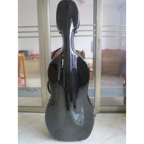 Great 4/4 black fiberglass cello hard case w/wheells