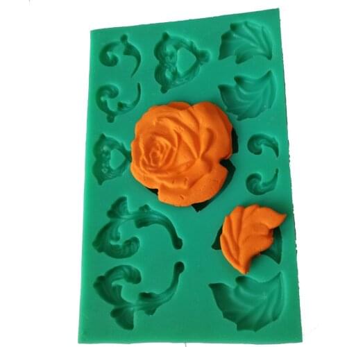 Flowers plant curly leaves silicone DIY handmade soap candle cake decorating mold