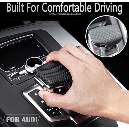 For Audi A4 B9 A5 Q7 Q5 2016 2017 2018 2019 Black perforated leather selector lever handle Gear Shift Knob handball cover